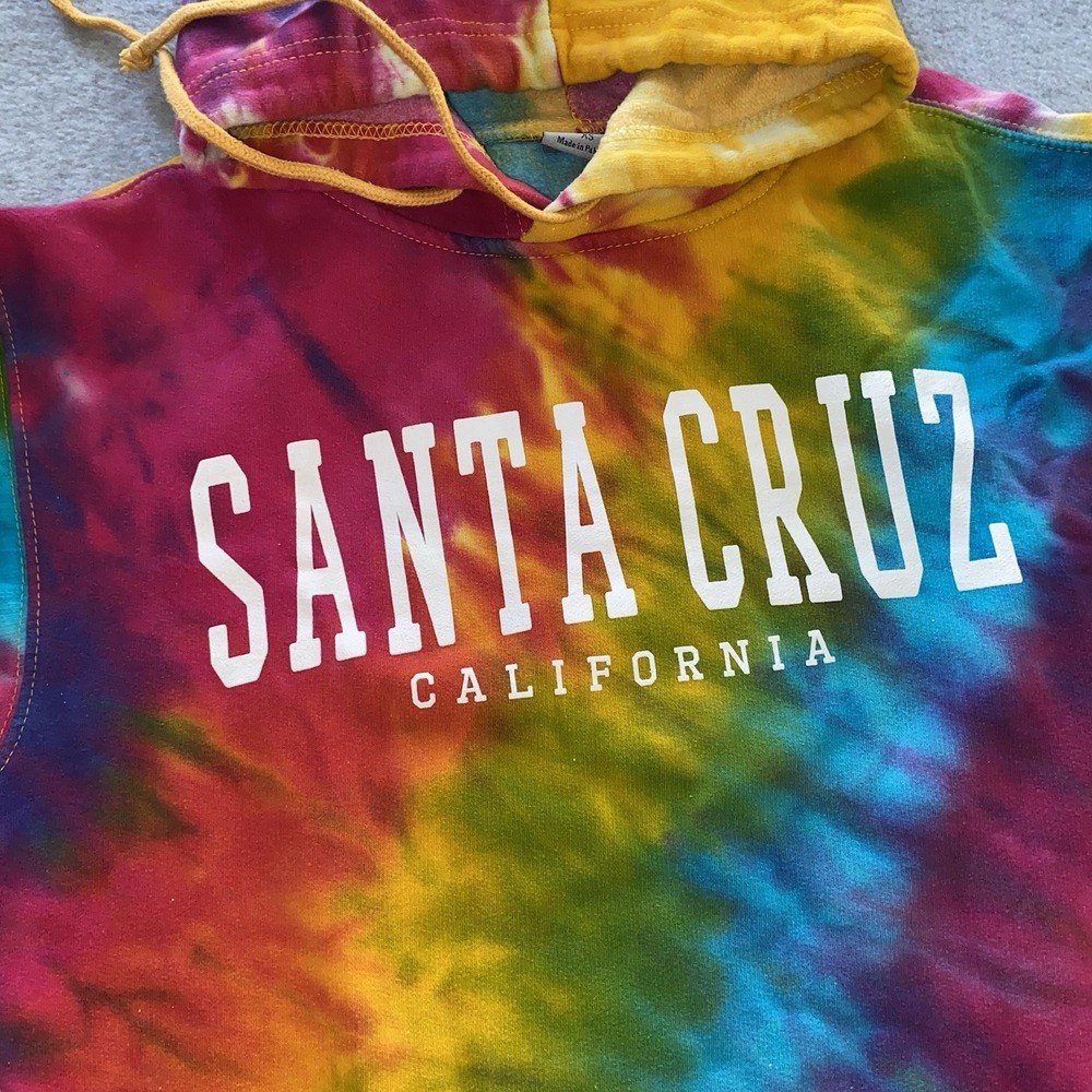 Santa Cruz California Tie Dye Hoodie XS Multicolor MV Sport Rainbow Pullover